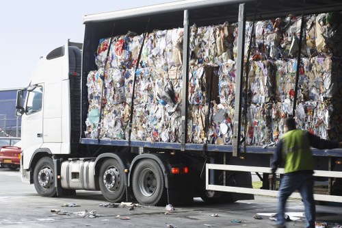 Various types of construction waste sorted for recycling